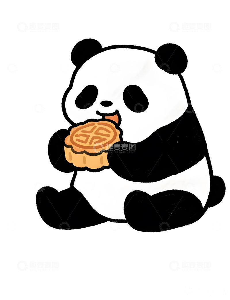 高清大图下载【趣麦麦图】熊猫吃月饼简笔画4