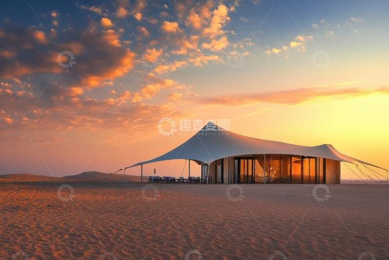 高清大图下载【趣麦麦图】沙漠里的旅游房屋建筑
