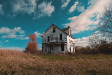 户外荒原上的独栋房屋