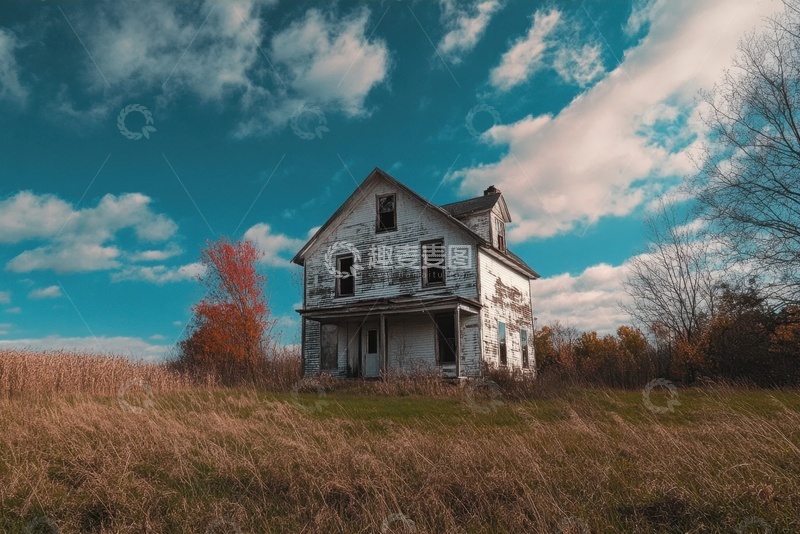高清大图下载【趣麦麦图】户外荒原上的独栋房屋