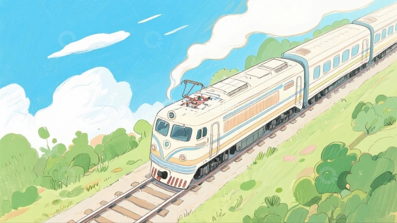 高清大图下载【趣麦麦图】手绘飞驰的列车5