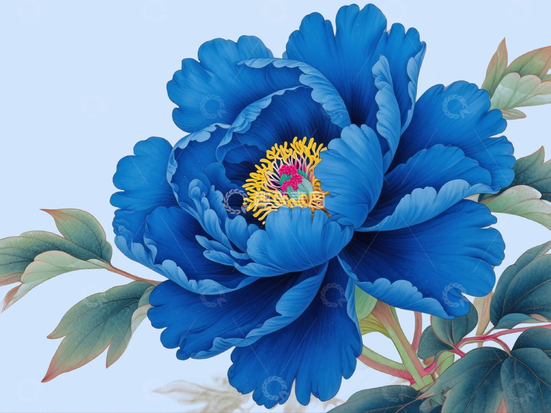 高清大图下载【趣麦麦图】克莱因蓝牡丹花特写2