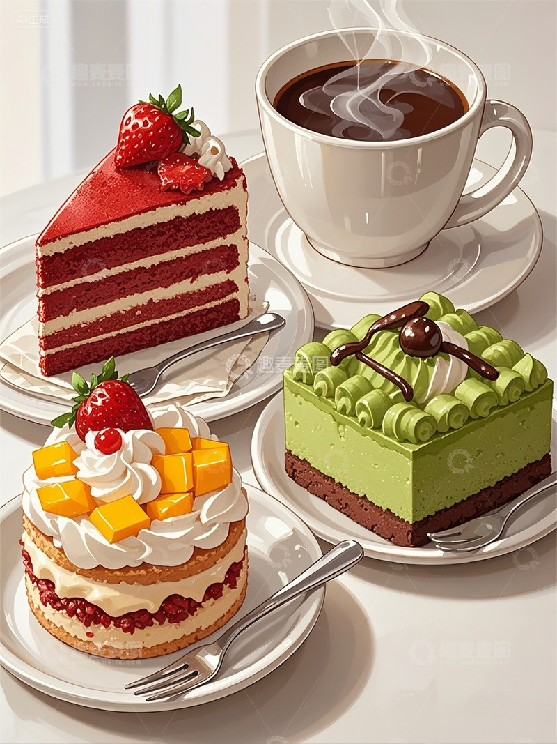高清大图下载【趣麦麦图】蛋糕甜品水果下午茶手绘食物包装商品图片7
