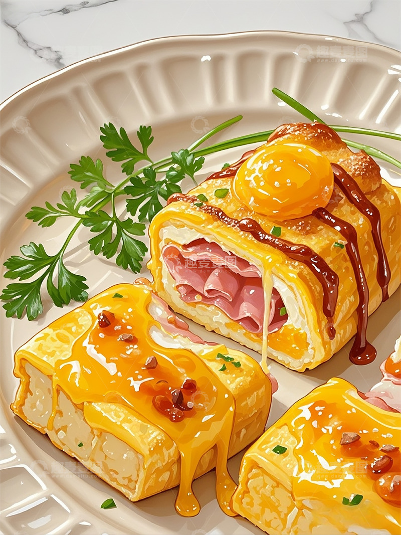 高清大图下载【趣麦麦图】蛋糕甜品水果下午茶手绘食物包装商品图片2