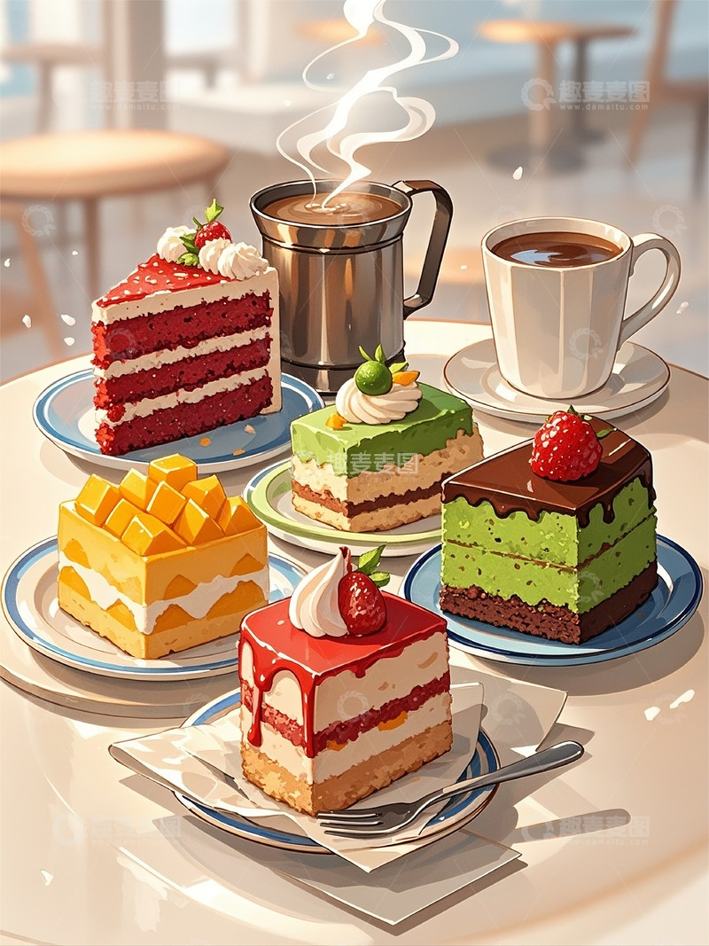 高清大图下载【趣麦麦图】蛋糕甜品水果下午茶手绘食物包装商品图片4
