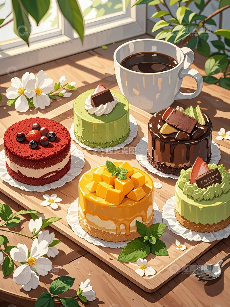 高清大图下载【趣麦麦图】蛋糕甜品水果下午茶手绘食物包装商品图片5