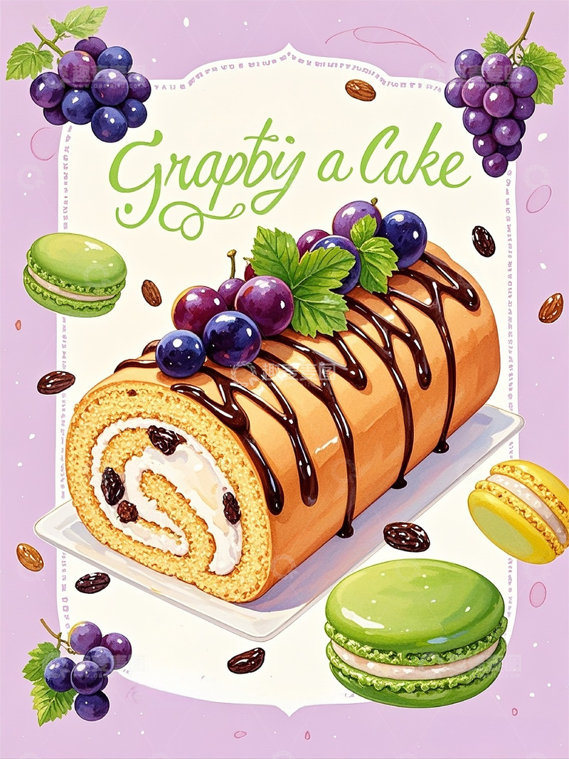 高清大图下载【趣麦麦图】蛋糕甜品水果下午茶手绘食物包装商品图17