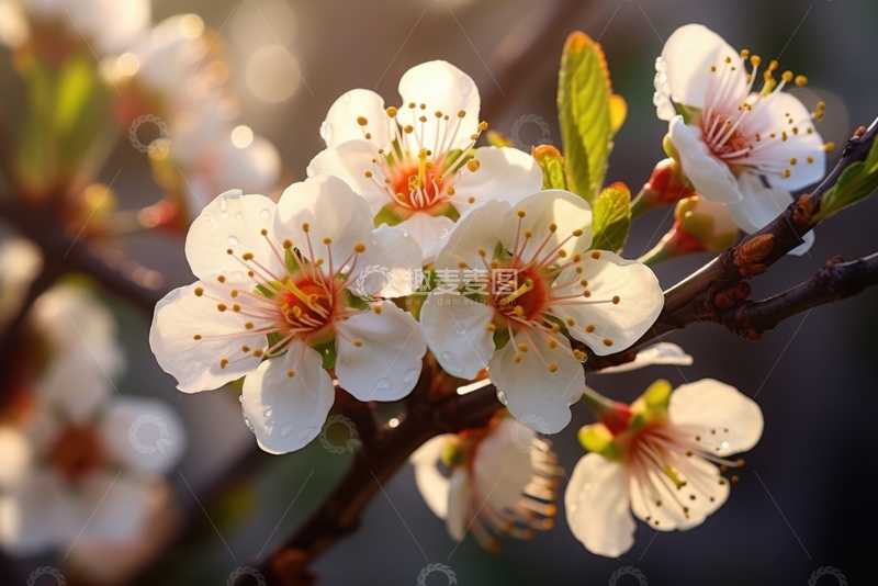 高清大图下载【趣麦麦图】盛开的桃花花枝摄影