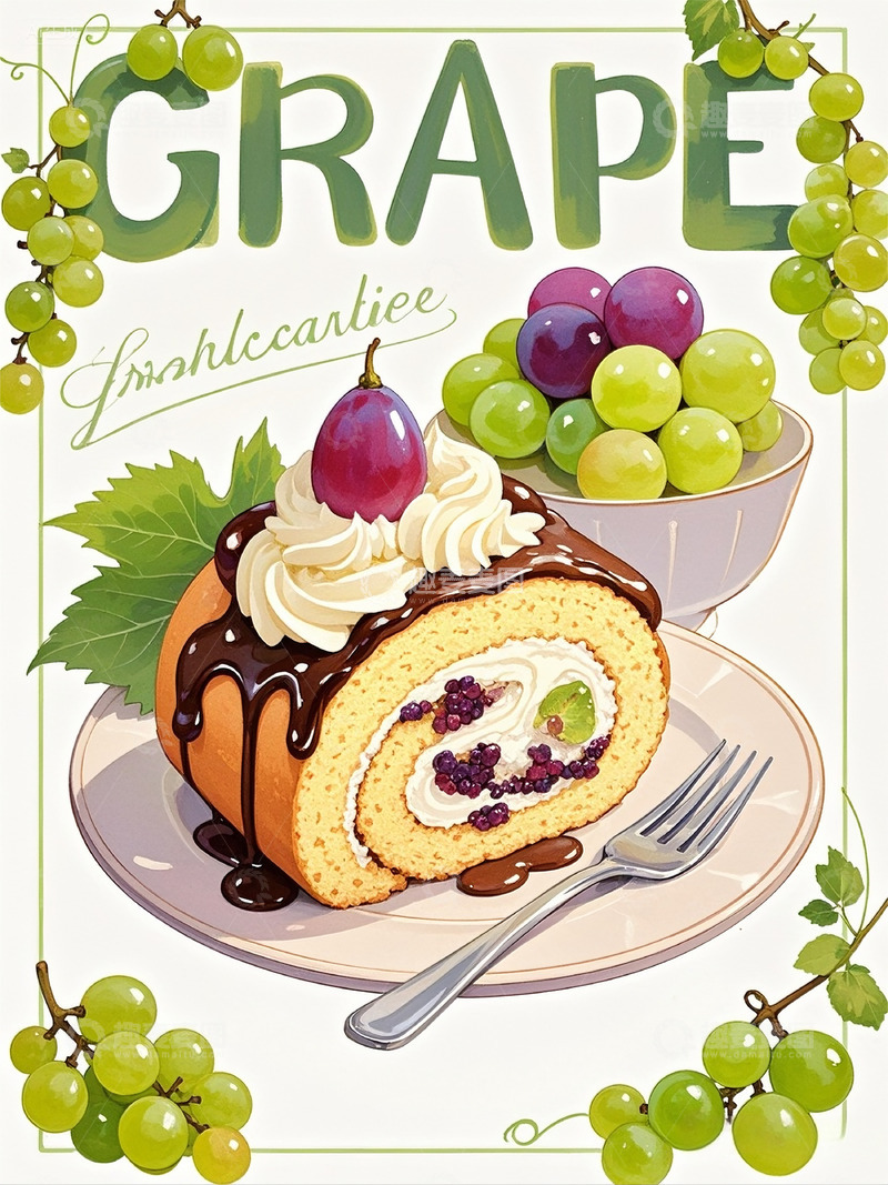 高清大图下载【趣麦麦图】蛋糕甜品水果下午茶手绘食物包装商品图12