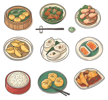 什锦点心彩色插画高清透明免抠png素材