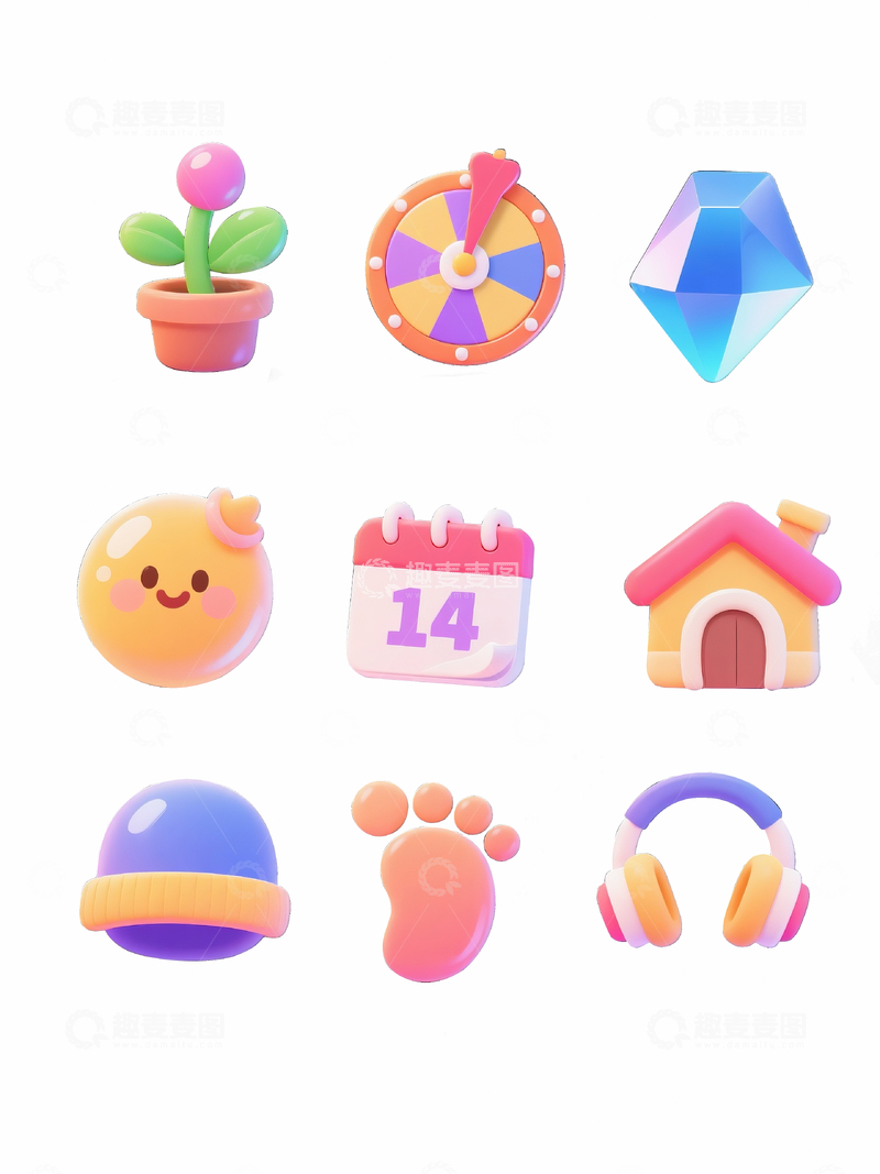 源文件下载【趣麦麦图】q版3d图标