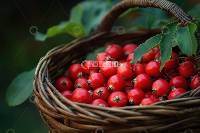 高清大图下载【趣麦麦图】一篮子新鲜的山楂果