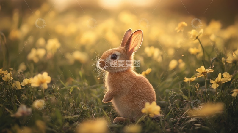 高清大图下载【趣麦麦图】草丛里的一只小兔子