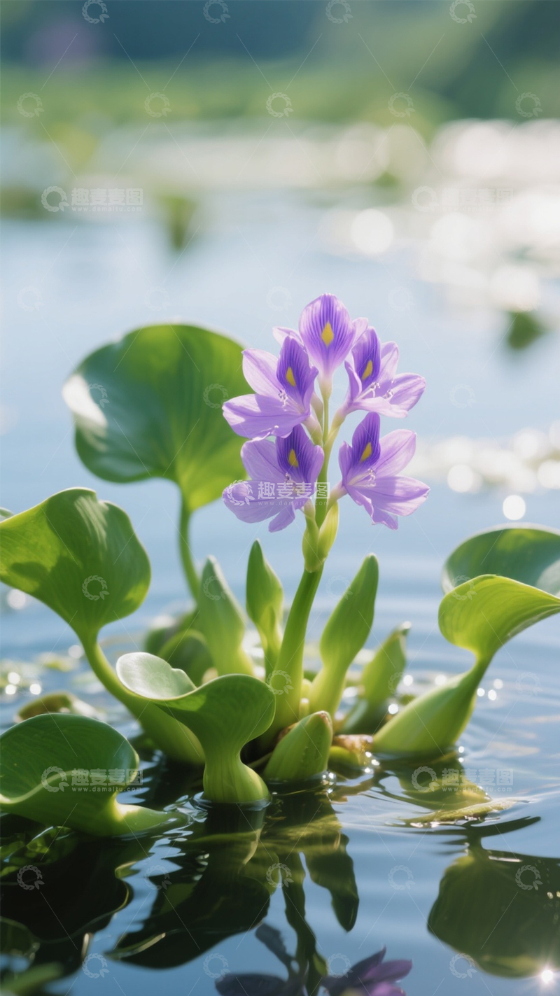 高清大图下载【趣麦麦图】浅紫色水浮莲