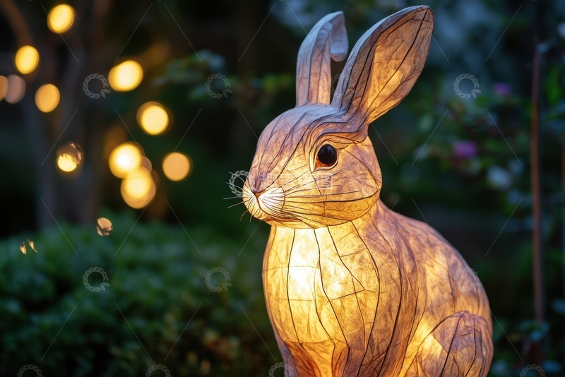 高清大图下载【趣麦麦图】灯会上的一个兔子灯灯盏