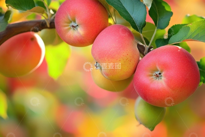 高清大图下载【趣麦麦图】生长的红色苹果树