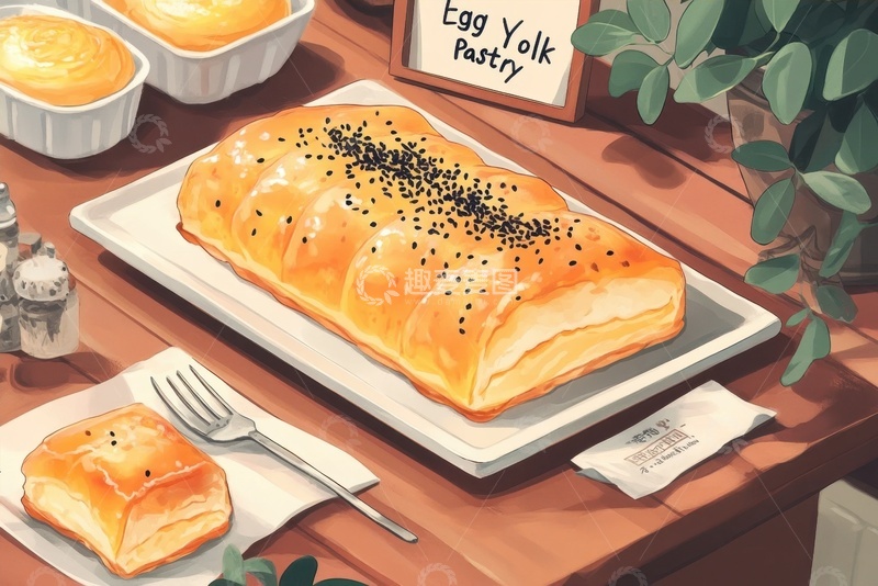 高清大图下载【趣麦麦图】手绘简约蛋糕酥美食