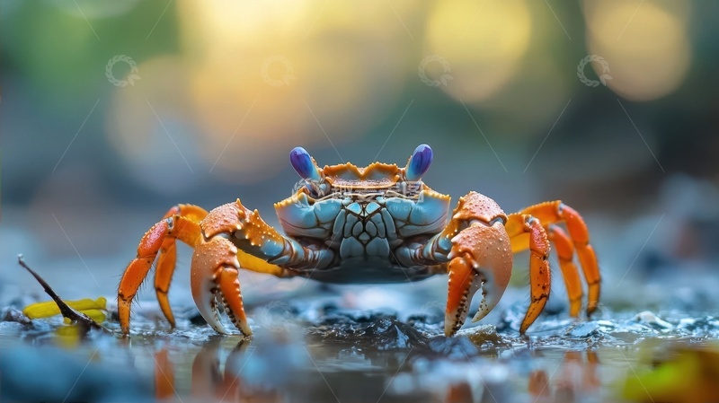 高清大图下载【趣麦麦图】一只泥路上的河蟹