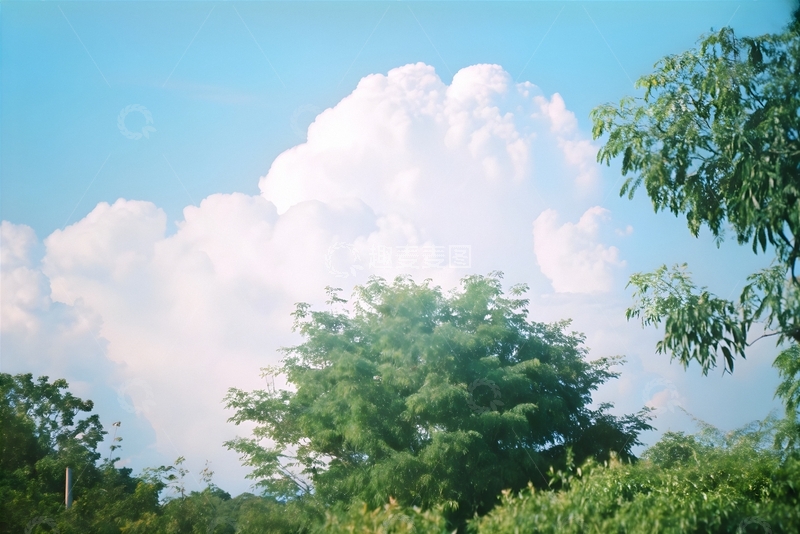 高清大图下载【趣麦麦图】蓝天云树郊野风景