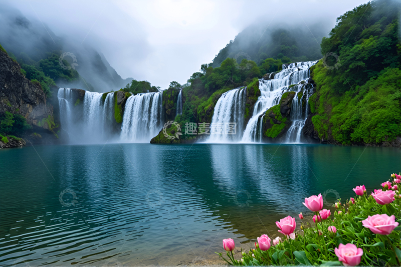 高清大图下载【趣麦麦图】高山流水生财