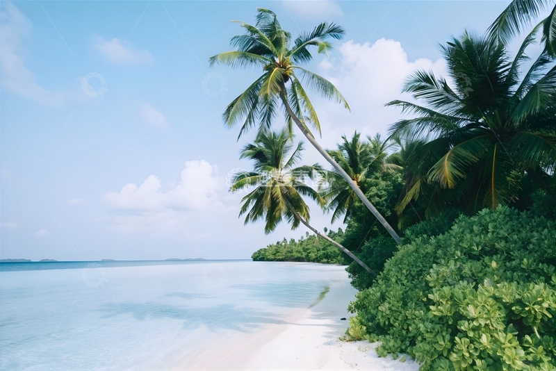高清大图下载【趣麦麦图】热带海岛椰林海滩
