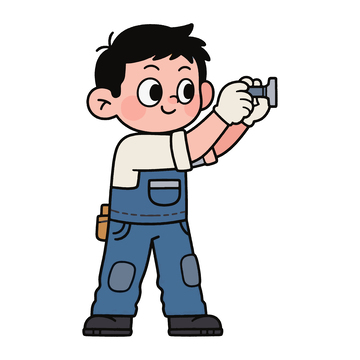 维修水管的卡通工人