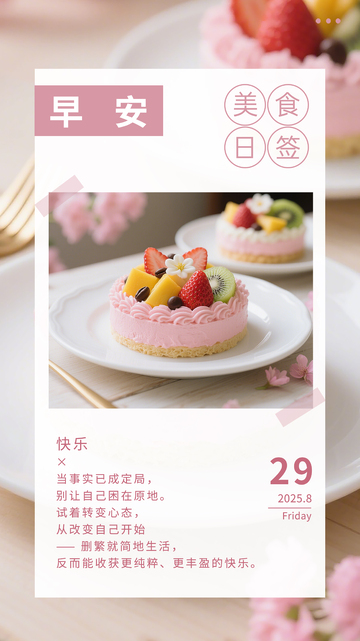 早安日签美食海报小清新励志文案语录