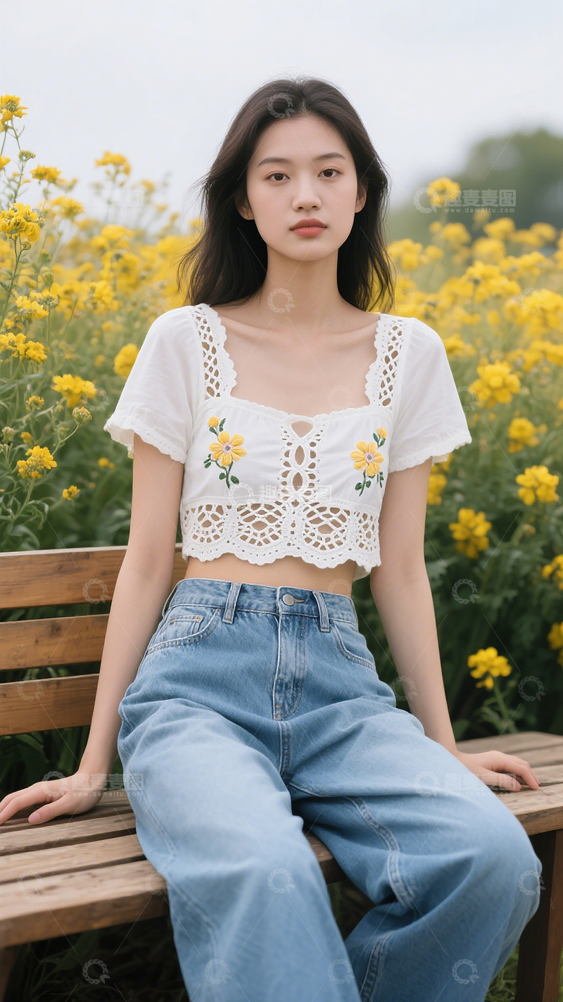 高清大图下载【趣麦麦图】清新电商夏季服装新品户外拍摄女模特