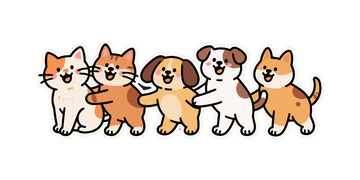 一排可爱的宠物