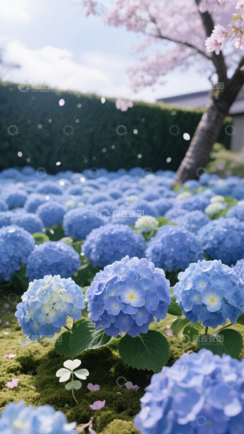 高清大图下载【趣麦麦图】绣球花蓝花粉樱浪漫治愈3