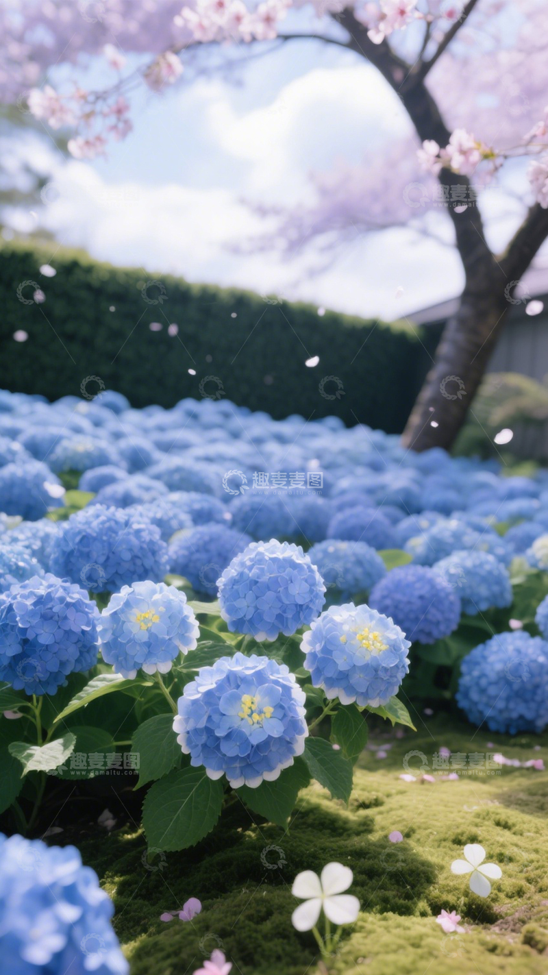 高清大图下载【趣麦麦图】绣球花蓝花粉樱浪漫治愈2