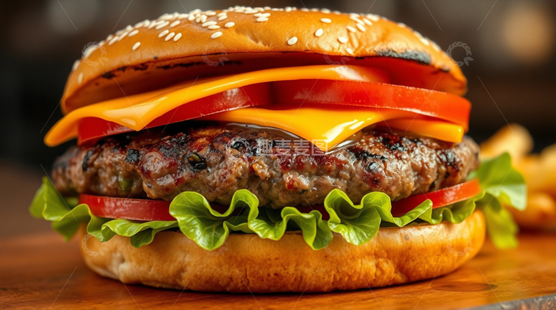 高清大图下载【趣麦麦图】美味牛肉汉堡1