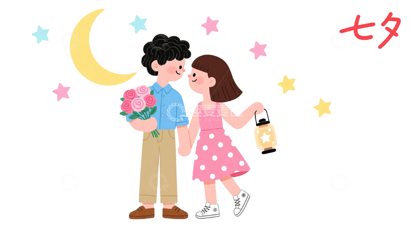 源文件下载【趣麦麦图】七夕情人节卡通元素