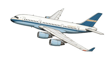 手绘画风客机免扣素材1