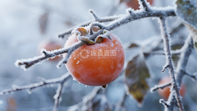 高清大图下载【趣麦麦图】霜降节气里枝头的红柿子8
