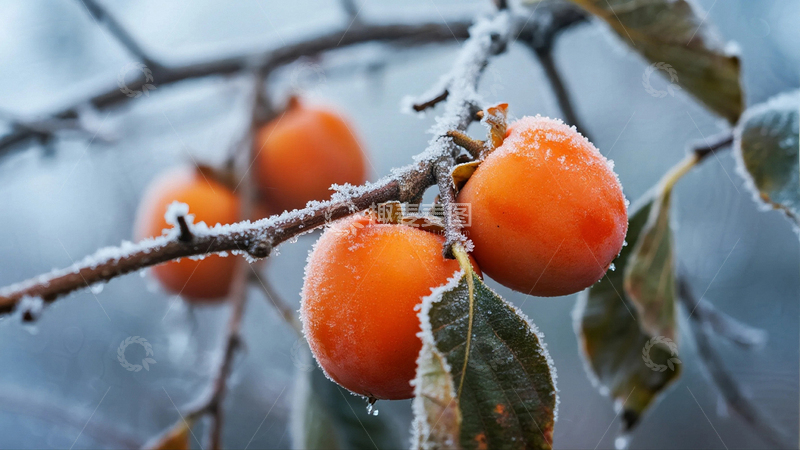 高清大图下载【趣麦麦图】霜降节气里枝头的红柿子7