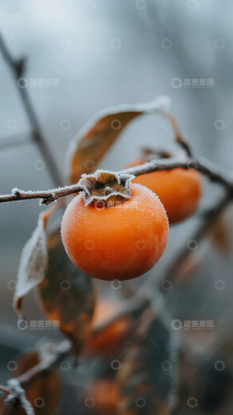 高清大图下载【趣麦麦图】霜降节气里枝头的红柿子3