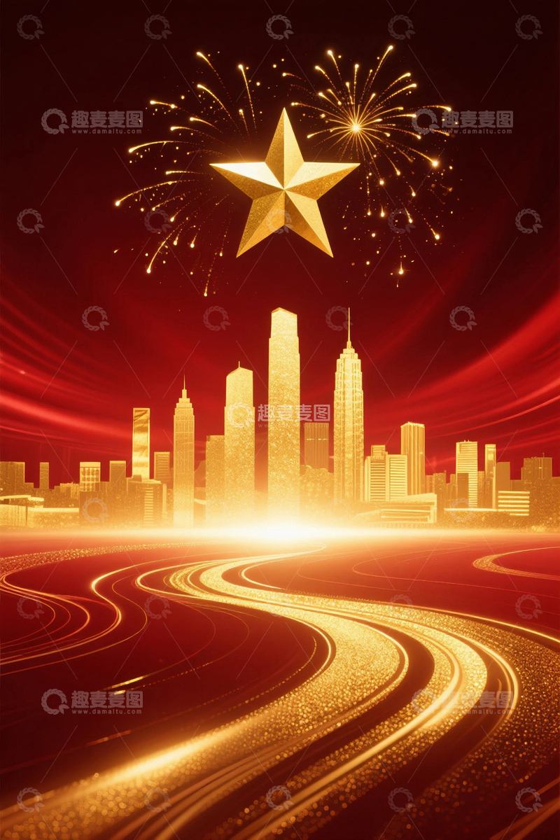 高清大图下载【趣麦麦图】国庆建党节海报背景7