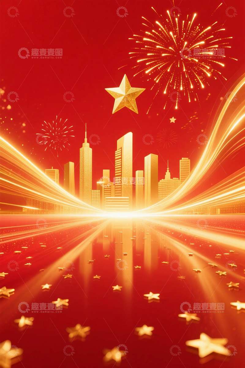 高清大图下载【趣麦麦图】国庆建党节海报背景4