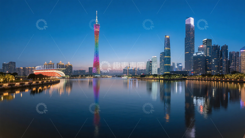 高清大图下载【趣麦麦图】广州珠江傍晚实拍摄影