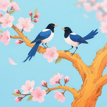 七夕情人节唯美喜鹊海报