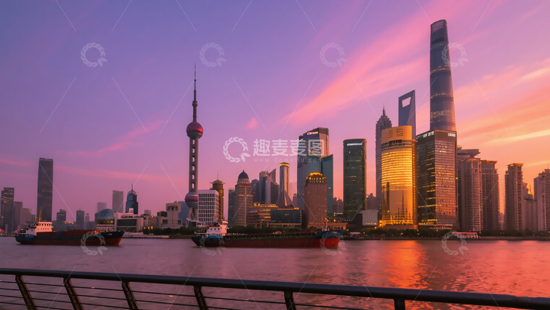 高清大图下载【趣麦麦图】傍晚上海外滩景点