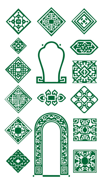 中式古典菱形门框纹样