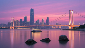 武汉长江大桥傍晚实拍