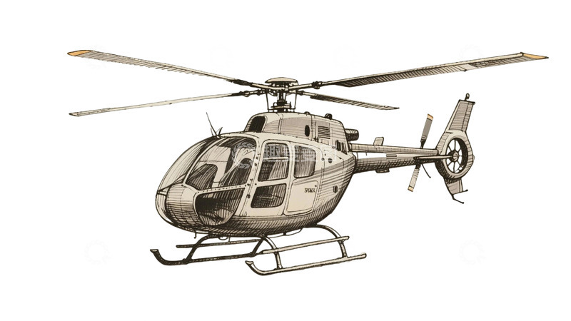 高清大图下载【趣麦麦图】手绘画风直升机免扣2