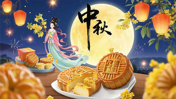 中秋节海报广告包装月饼月亮嫦娥9