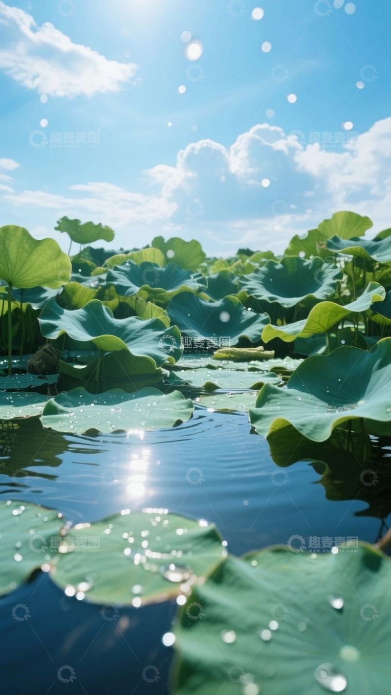 高清大图下载【趣麦麦图】夏至阳光下的荷塘1