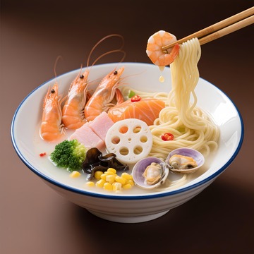 筷子举起面条海鲜面