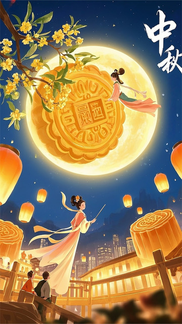 中秋节海报广告包装月饼月亮嫦娥7