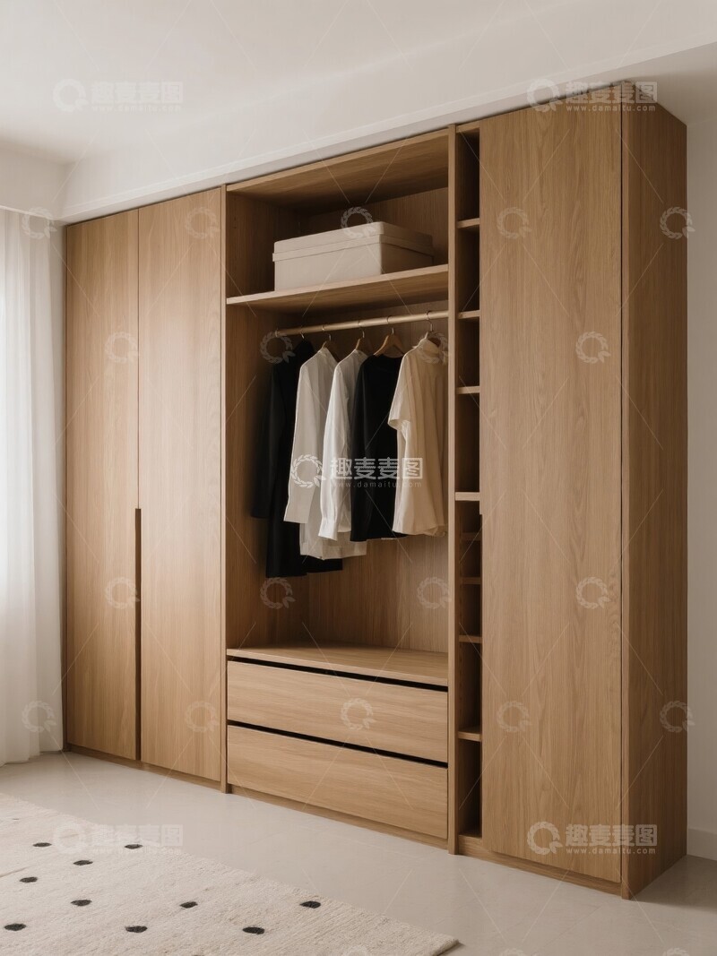 高清大图下载【趣麦麦图】简约木质衣柜内部布局